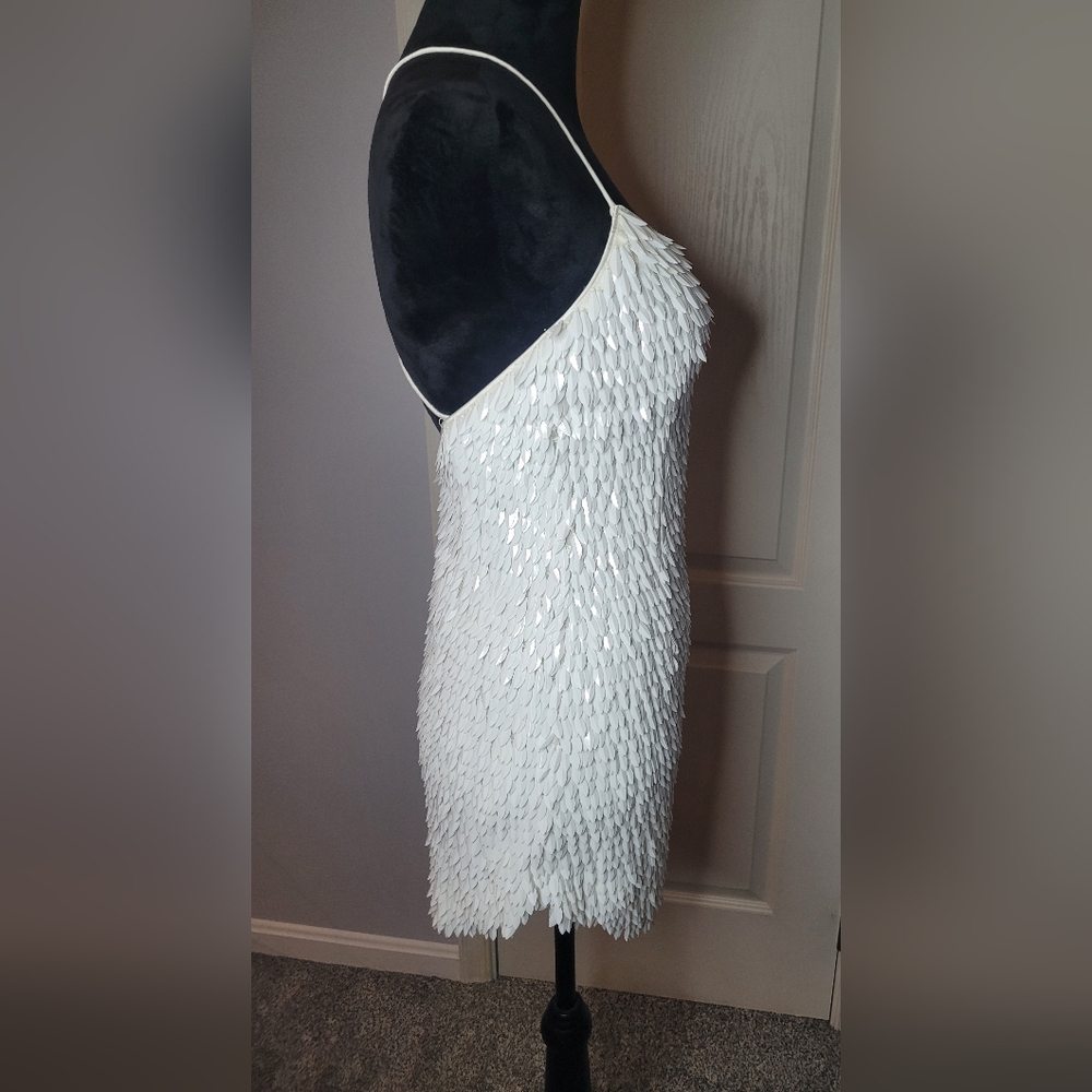 RETROFETE Sirena Feather Sequin Dress. Sz M - Picture 10 of 15